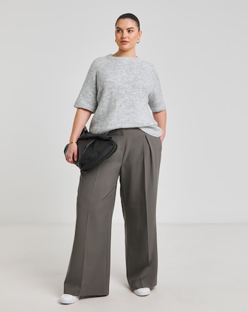 Simply Be Charcoal Tailored Pleated Wide Leg Trousers