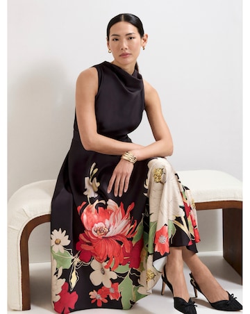 Phase Eight Cheryl Satin Printed Midi Dress