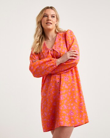 Mixed Animal Print Button Through Shirt Dress