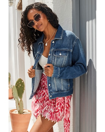 Sosandar Mid Blue Relaxed Fit Denim Jacket