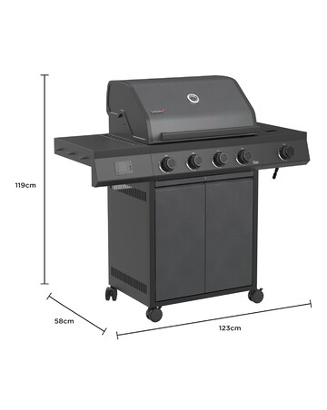 Charles Bentley Ottimo Origin Pro 380 4 Burner Gas Barbecue with Side Burner