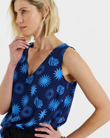 Printed V Neck Woven Vest