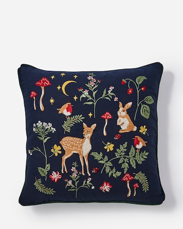 Woodland Animals Embroidered Cushion