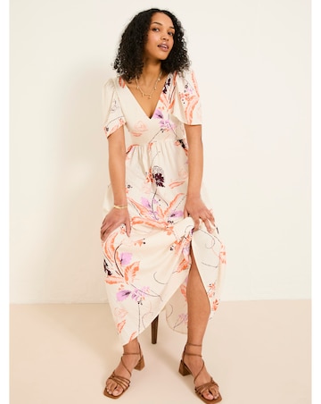 FatFace Copper & Black Marlow Flute Sleeve Dress