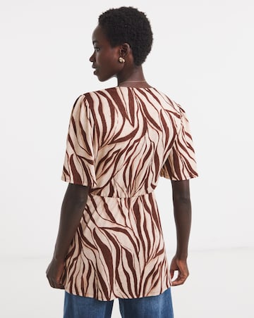 Angel Sleeve Button Front Longline Top