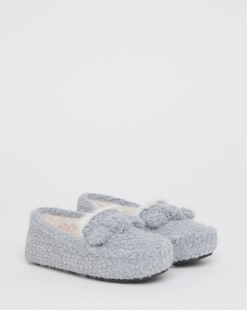 Judy Knitted Moccasin Slippers - Wide Fit (E)