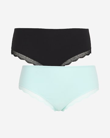 Pretty Secrets (2 Pack) Rib Comfort Midi Briefs Aqua/Black
