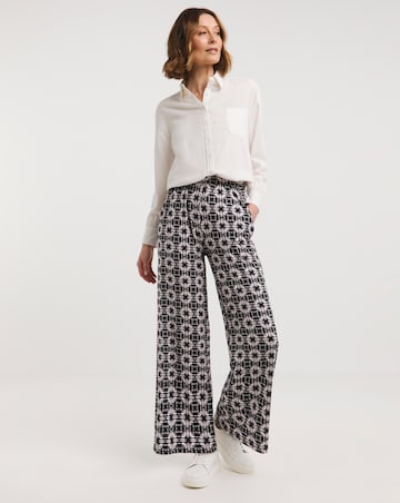 Printed Jersey Wide Leg Trousers