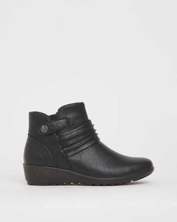 Cushion Walk Ruched Zip Ankle Boot Wide E Fit