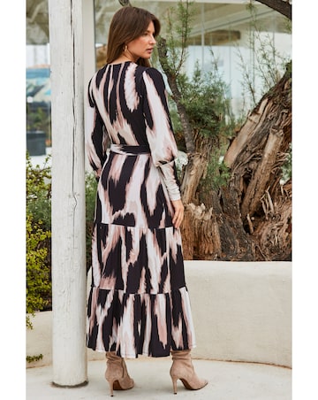 Sosandar Animal Print Midi Wrap Dress