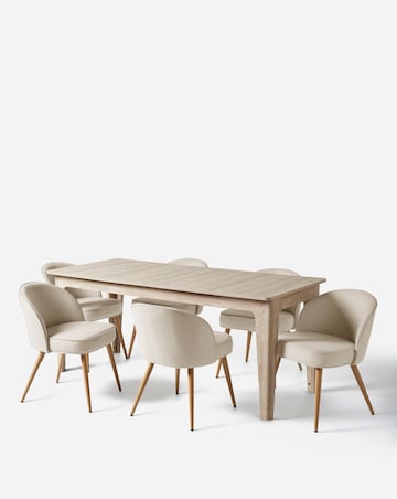 Charlotte Dining Table with 6 Emilie Fabric Chairs
