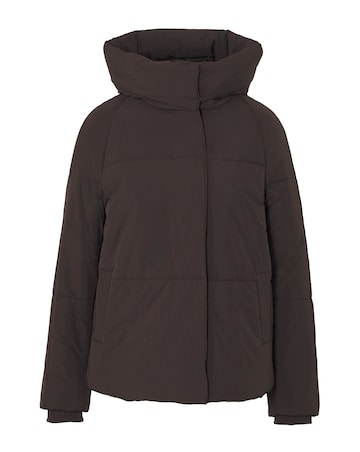 Chocolate Funnel Neck Padded Coat