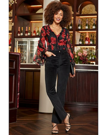 Sosandar Ruffle Front Wide Sleeve Top