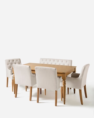 Margot Wooden Dining Table with 1 Mae Bench & 4 Mae Chairs