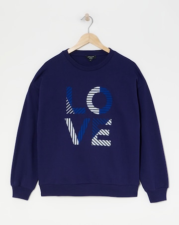 Navy Crew Neck Love Graphic Sweatshirt
