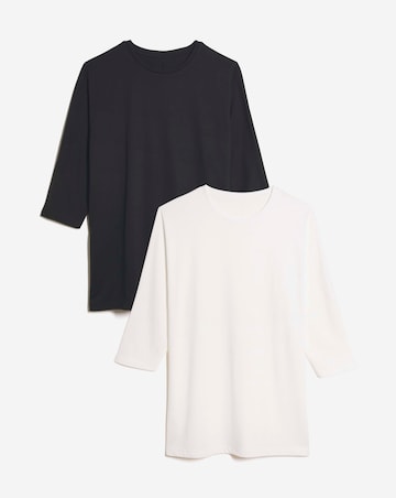 White/Black 2 Pack 3/4 Dolman Sleeve Tops
