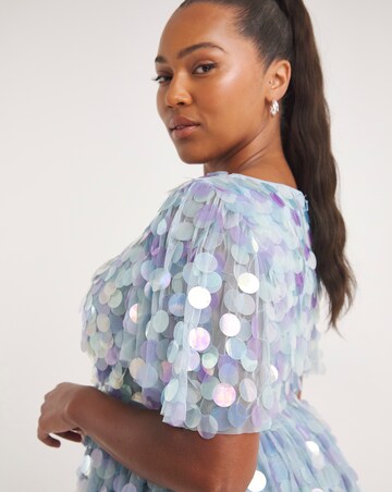 Maya Curve Wrap Front Tulle Sequin Mini Dress