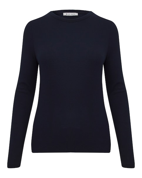 Anthology Navy Cotton Modal Long Sleeve Top
