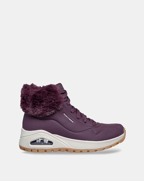 Skechers Uno Rugged Faux Fur Collar Lace Up Sneaker Boot - Standard Fit