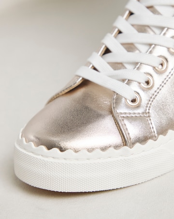 Janey Scalloped Edge Lace Up Trainer - Wide Fit (E)
