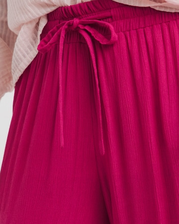 Raspberry Crinkle Shirred Waist Wide Leg Trousers