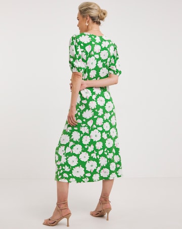Runched Side and Sleeve Midi Dress