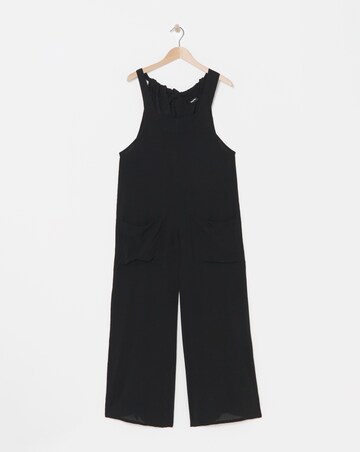 Simply Be Black Crinkle Wide Leg Jumpsuit With Pockets