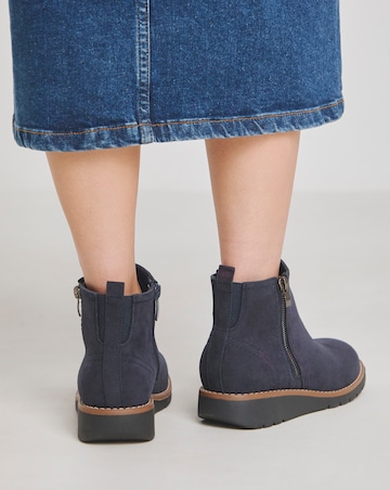 Heavenly Soles Erin Classic Low Wedge Chelsea Boots - Wide Fit (E)