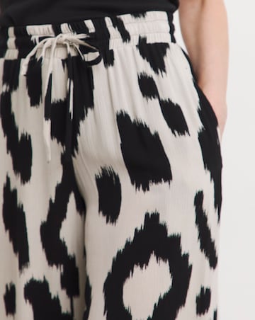 Printed Crinkle Shirred Waist Wide Leg Trousers