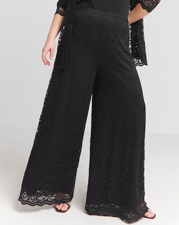 Flounce London Black Lace Lined Wide Leg Trousers