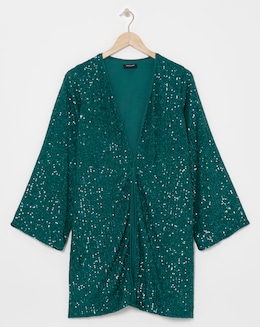 Green Sequin Longline Cardigan