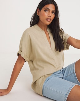 Linen Mix Tunic Top