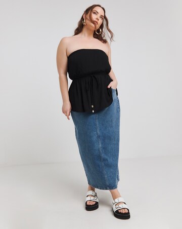 Simply Be Black Crinkle Bandeau Shell Tie Top