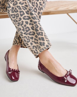 Catania Studded Bow Ballerina Shoes - Wide Fit (E)