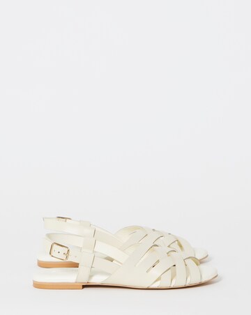 Luz Leather Woven Peep Toe Slingback Sandals - Wide Fit (E)