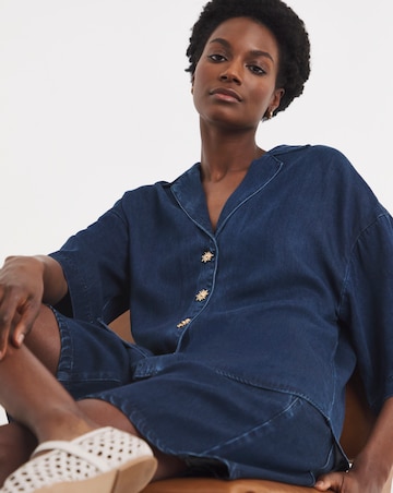 Blue Lyocell Denim Short Sleeve Shirt