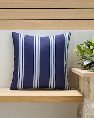 Tile Print Outdoor Cushion with Striped Reverse