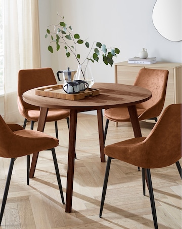 Oslo Round Dining Table with 4 Etta Faux Leather Chairs