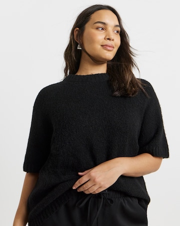 Simply Be Black Short Sleeve Boxy Knitted Top