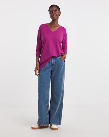 V-Neck Split Hem Slouch T-Shirt
