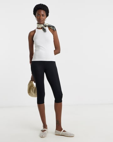 Black Cropped Jersey Leggings