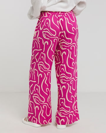 Simply Be Pink Print Wide Leg Trousers