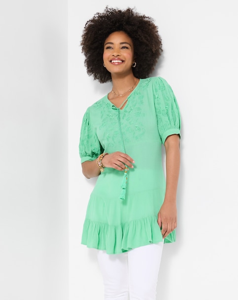 Joe Browns Green With Envy Embroidered Tunic Dress