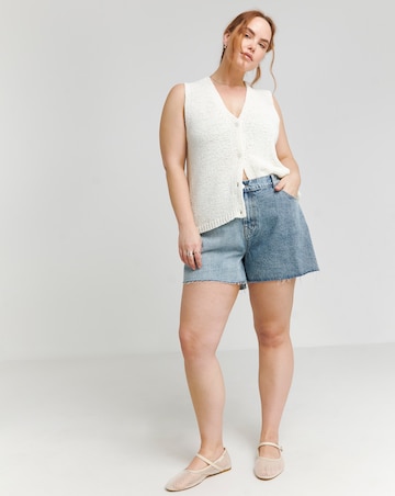 Simply Be Mid Blue Patchwork Denim Shorts