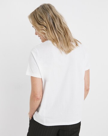 Pure Cotton White Crew Neck Embroidered Placement T-Shirt