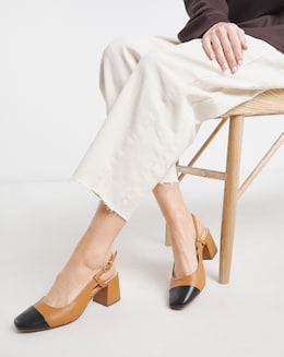 Heavenly Soles Tegan Low Block Heel Slingback Shoes - Extra Wide Fit (EEE)