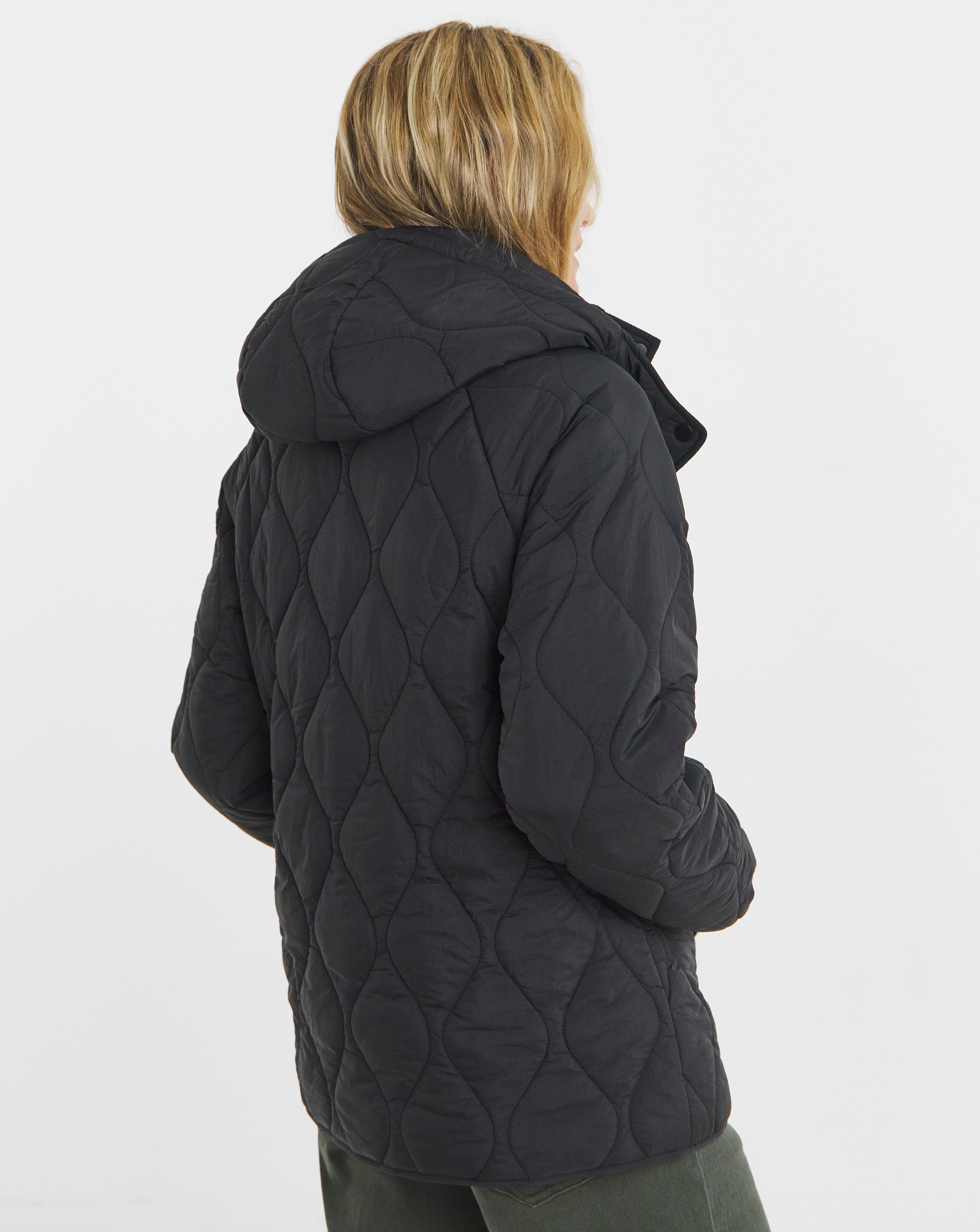 Black Short Hooded Quilted Jacket | Ambrose Wilson