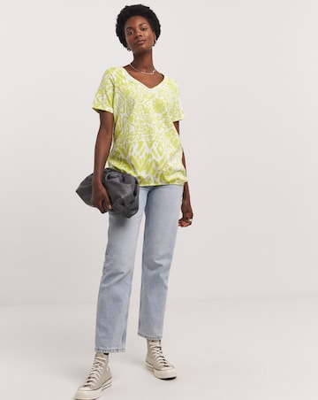 Lime Print Short Sleeve Bubble Hem Top