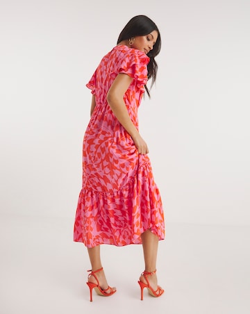 Joanna Hope Printed Tie Neck Midi Dress