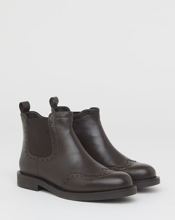 Samanatha Leather Chelsea Boot With Brogue Detailing - Wide Fit (E)